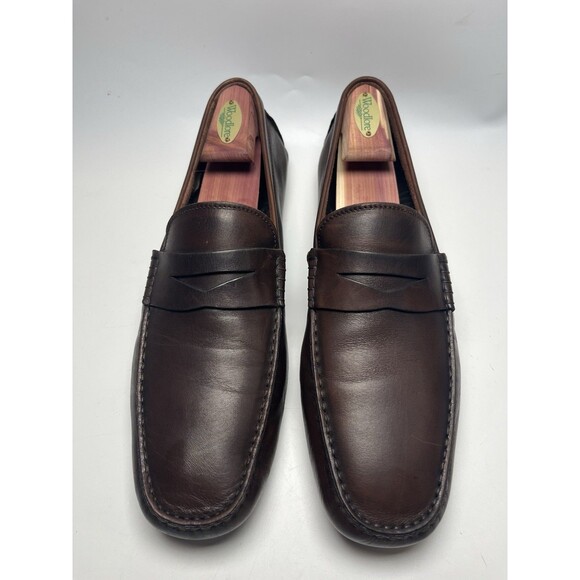 Two Boot New York Adam Derrick Drivers Brown Leather Penny Loafers Italy Sz 11 - Picture 1 of 10